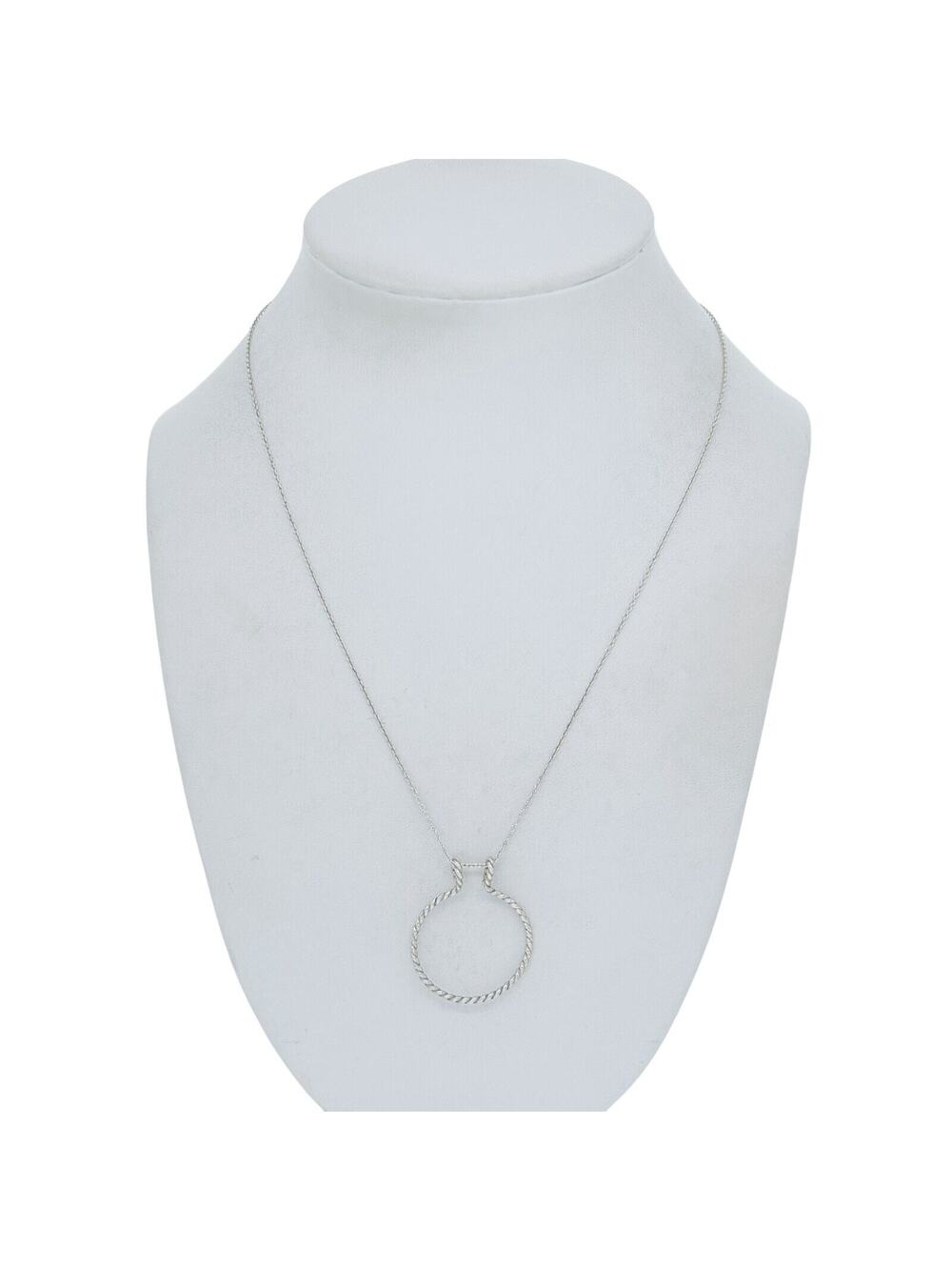 Vintage Sterling Silver 925 Twisted Circle Pendant Necklace 18"